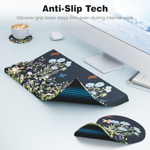 Ospelelf Ergonomic Mouse Pad and Keyboard Stand Wrist Rest Set, Memory Foam Comfort, Pain Relief for Typing, Office Desk A...