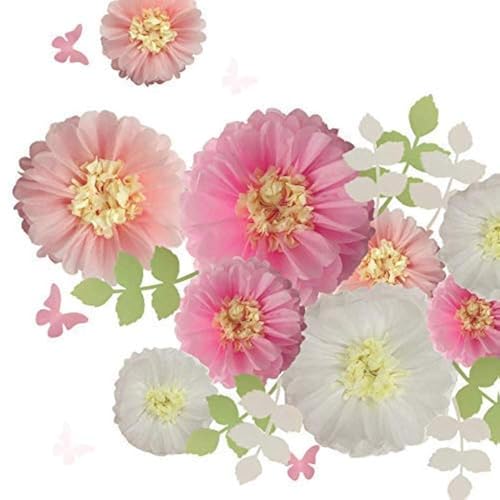 Fonder Mols Tissue Paper Chrysanth Flowers with Butterfly and Olive Leaves for Wedding Baby Shower Nursery Room Parties & ...
