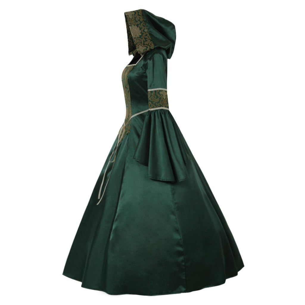 CosplayDiy Women's Medieval Hooded Fancy Dress Victorian Costume G XL