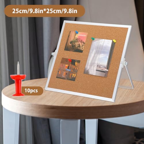 2 Pack Cork Board Bulletin Board, Double Sided Pin Board with Silver Aluminum Border, Desktop Small Cork Board with Stand ...