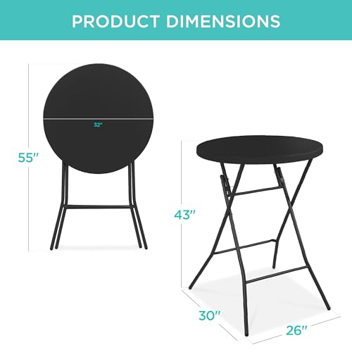 Best Choice Products 32in Bar Height Folding Table, Round Indoor Outdoor Accessory for Patio, Backyard, Dining Room, Event...