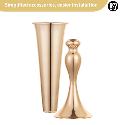 NUPTIO Gold Tall Centerpiece Table: 21.9" Trumpet Vases for Wedding Metal Flower Stand for Party Decorations Set of 2