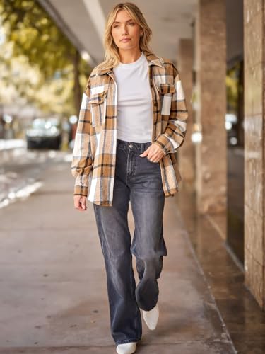 AUTOMET Shackets for Women Plaid Flannel Shirts Fall Winter Jackets Cute Tops Trendy Western Cowgirl Outfits Teen Girls Coats