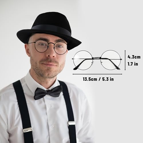 FEYIR 1920s Mens Costume Accessories Fedora Hat Pocket Watch Suspenders Bow Tie Gatsby Cosplay Roaring 20s Outfit for Men