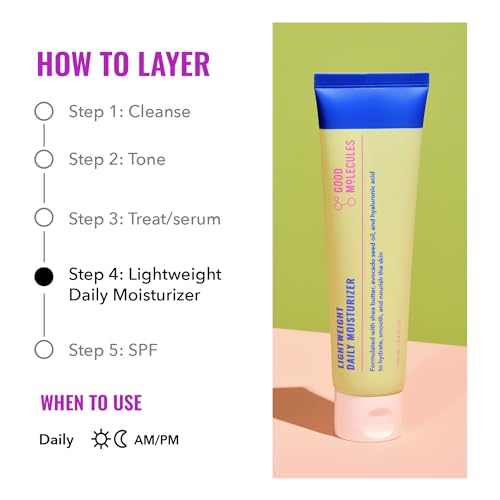 Good Molecules Lightweight Daily Moisturizer Face Cream – 100 ml / 3.38 fl oz - Non-Greasy Facial Moisturizer Face Lotion ...