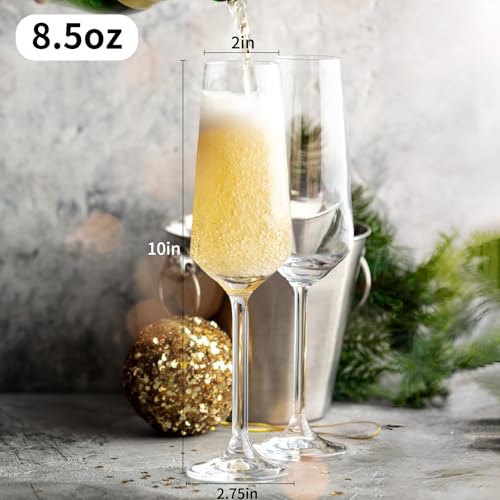 Haoxishui Champagne Glasses 8.5 OZ, Champagne Flutes set of 2, Unique Champagne Gift for Birthday, Wedding, Anniversary, I...