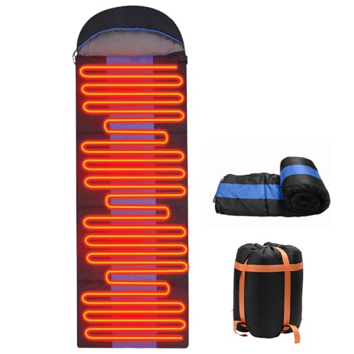 Sleeping Bags for Adults, Heated Sleeping Bag with 3 Adjustable Temperature, Waterproof USB Rechargeable Heating Pads, 0 D...