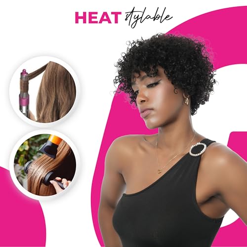 10 inch Curly Pixie Cut Vietnamese Human Hair Wig Pre Plucked, Wear and Go Lace Bob Wig Human Hair 180% Density, Glueless Wig Human Hair with Baby Hair