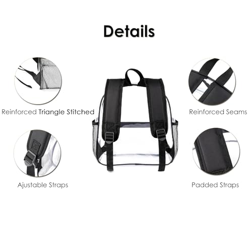 Keepcross Stadium Approved Clear Backpack 12x6x12 with Reinforced Straps – Waterproof Small Clear Bag for Stadium Events, ...