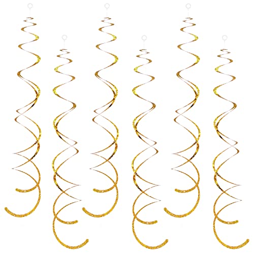 30 Pieces Gold Hanging Swirl Decorations Sparkle Golden Plastic Streamers Ceiling Decorations Wedding Bachelorette Baby Sh...