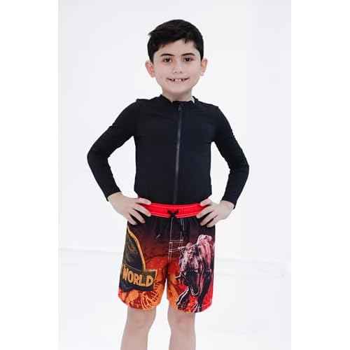 Jurassic World Park Dinosaur UPF 50+ Swim Trunks Little Kid Sizes (4-7-8)