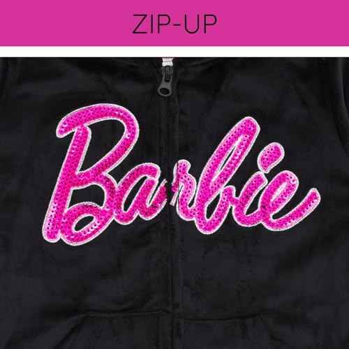 Barbie Girls Velour Matching Family Zip Up Hoodie Toddler to Adult Sizes (2T - 2XL)