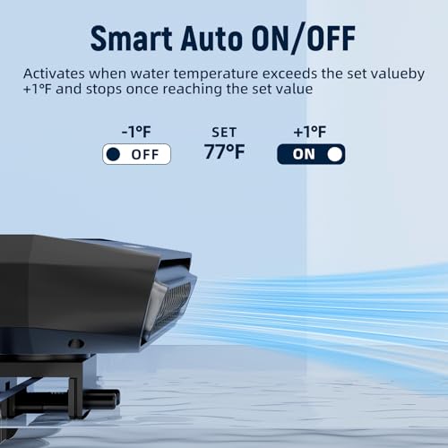 AQUASMITH Aquarium Chiller Fan,Fish Tank Cooler with Temperature Control,Minimum Setting 59℉,Auto Start/Stop,Refrigeration...