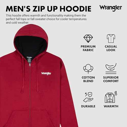 Wrangler Hoodies for Men Big and Tall - Thermal Lined Zip Up Sweatshirt