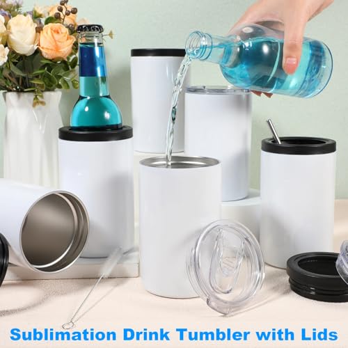 Uiifan 12 Set White Sublimation Can Cooler 12 oz Can Cooler Bulk Customizable Stainless Steel Double Wall Insulated Blank ...
