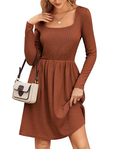 ZEAGOO Women Dresses Spring Fall 2026 Sweater Dress Long Sleeve Casual Knit Dresses with Pockets