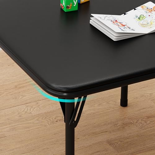 CuisinSmart Folding Card Table and Chair Set of 3, Portable Square Card Table with 2 Padded Chairs, Foldable Chairs and Ta...