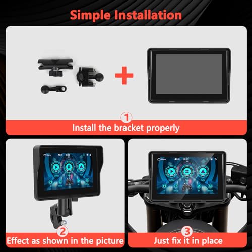 Podofo HD IPS Touch Screen Portable Wireless Apple Carplay Screen for Motorcycle & Wireless Android Auto GPS Navigation,Ca...