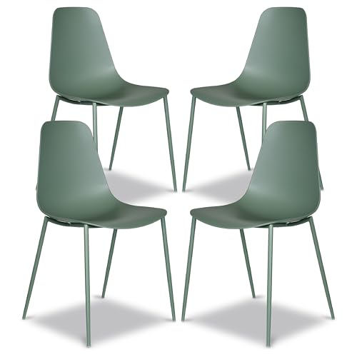 Poly & BARK Isla Modern Kitchen Chairs Set of 4 - Plastic Dining Chair with Metal Legs - Quick Assembly Simple Cafe Chairs...