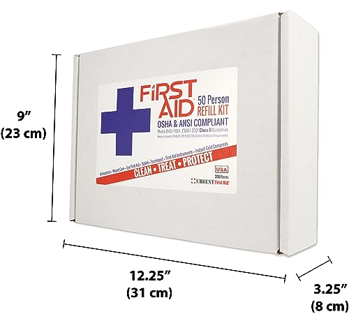 OSHA & ANSI First Aid Kit Refill/Upgrade, 50 Person, 208 Pieces, ANSI 2021 Class B - Includes Splint, Tourniquet, Tools, S...
