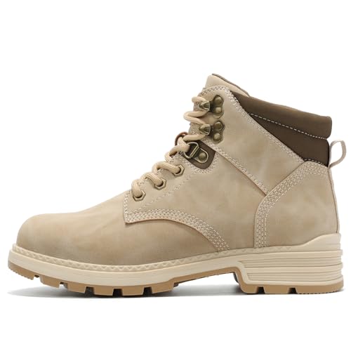 ANJOUFEMME Womens Comfy Outdoor Hiking Boots-Low heels Combat Ankle Boots for Women Non Slip Lace up Winter Shoes for Back...