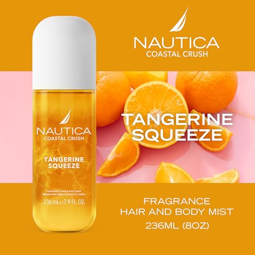 Nautica Tangerine Squeeze, a Citrus Gourmand Hair & Body Mist for Women, Notes of Tangerine, Jasmine, and Sandalwood, Long Lasting, 8.0 fl oz