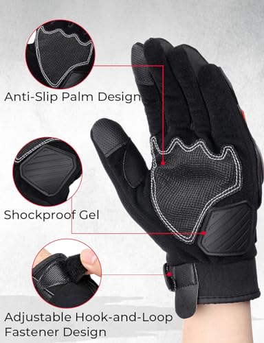 KEMIMOTO Motorcycle Gloves for Men, Touchscreen Cycling Gloves for Outdoor Sports On-Road Off-Road Mountain Motorcycle Mot...