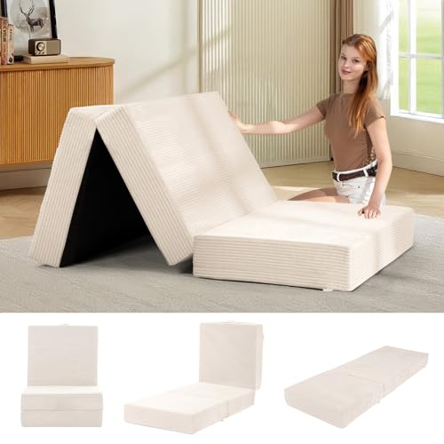 feliz home 6-Inch Tri-Fold Mattress Twin Size - Foldable Futon Sofa Bed with Removable Washable Cover, Folding Memory Foam...
