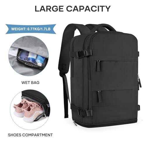 coowoz Large Travel Backpack For Women Men,Carry On Backpack Flight Approved,Hiking Backpack Waterproof Outdoor Sports Ruc...