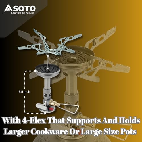 SOTO WindMaster Canister Stove with 4Flex for Windy Weather - Lightweight and Durable Backpacking Camp Stove, Compact Port...