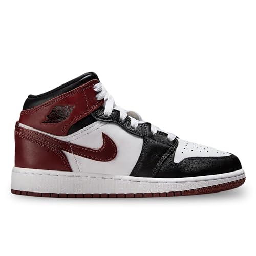 Air Jordan 1 Mid SE Big Kids' Shoes (HF3193-102, White/Black/Dark Pony)