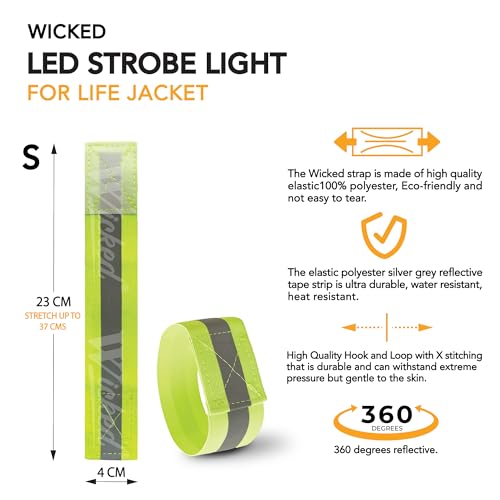 WICKED Life Jacket LED Strobe Light for Emergency Overboard Survival; Water Activated High Intensity Beam Long Range Rescu...