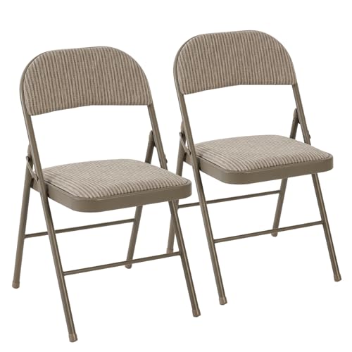 DUMOS 2 Pack Folding Chairs with Padded Cushion and Back - Fabric Stackable Portable Dining Chiars Set, for Home and Offic...