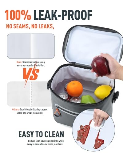 Soft-Sided Cooler Bag, 7/16/30 Can Insulated Lunch Box, Waterproof, Leak-Proof, Portable Lunch Bag for Work, Beach, Drink,...