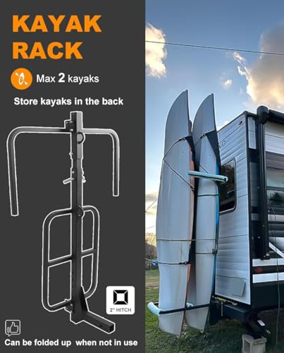 Autoholic Upgraded RV Hitch Mount Kayak Rack Height Adjustable Vertical Kayak Carrier for RV, Truck, SUV Holds 2 Kayaks up...