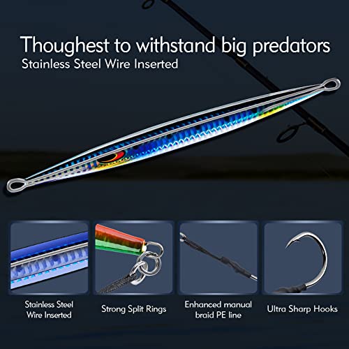 Goture Fishing Jigs Saltwater,60g-400g Vertical Jigs with Assist Hook, Speed Fast Jig Deep Sea Fishing Jigging Spoon Lures...