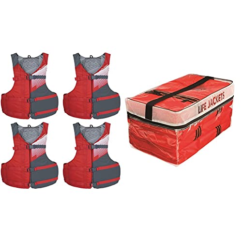 Stohlquist Fit Adult PFD Life Vest | Pack of 4 | Coast Guard Approved, Adjustable Size, Unisex, Lightweight, High Mobilit...