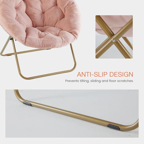 NEWBULIG Comfy Saucer Chairs Soft Lounge Cute Folding Bedroom Living Room Seat Flexible Reading Foldable Seating for Adult...