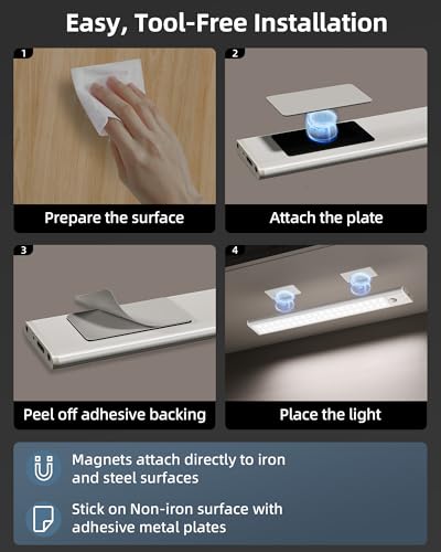 AMETHEUS 10inch Under Cabinet Lights, Motion Sensor Light Indoor, Wireless Closet Lights, 1800mAh Rechargeable Battery, Ma...