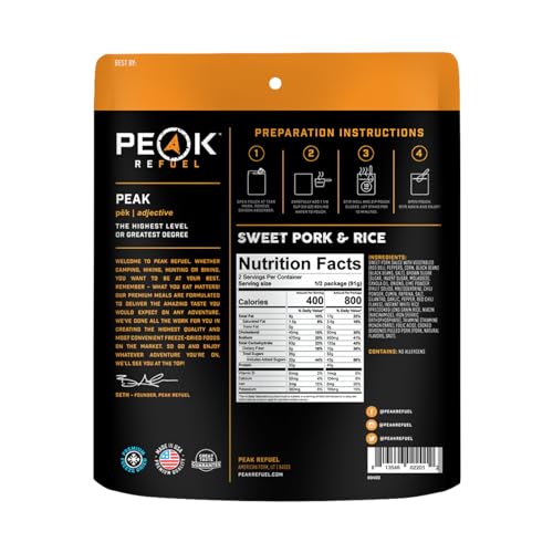 Peak Refuel Sweet Pork and Rice | Freeze Dried Hiking, Backpacking and Camping Meals | Amazing Taste | Real Meat | High-Pr...