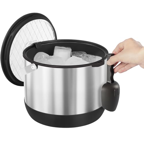 FiveHome 5QT/4.8L Insulated Ice Bucket for Parties, Large Capacity Double-Wall Beverage Bucket with Scoop & Lid for Champa...