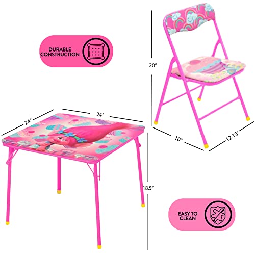 Idea Nuova Trolls 3 Piece Children's Activity Square Table and Chair Set, Ages 3+