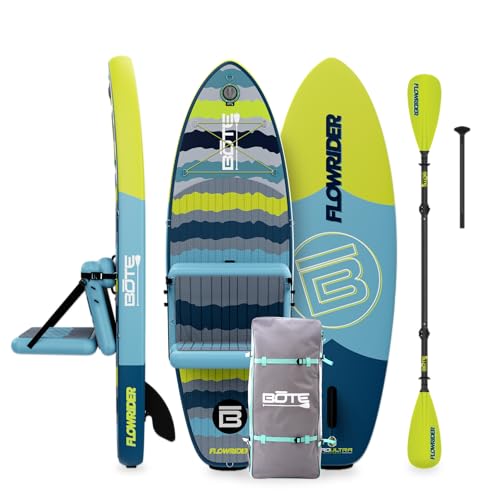 BOTE 8' FT Flow Rider Aero Inflatable Stand Up Paddle Board Hybrid Kayak Kit Includes Adjustable Aero SUP seat Adaptable K...