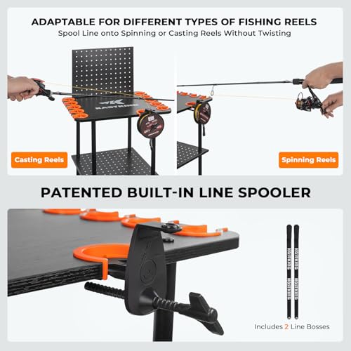 KastKing V10 Gear Trolley, Indoor Fishing Rod Holder for 10 Combos, 3-Tier Fishing Accessory Shelves With Peg Wall, Patent...