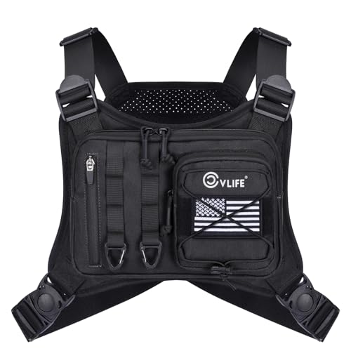 CVLIFE Outdoor Chest Bag for Men, Tactical Chest Pack, Adjustable Running Vest Bag, Lightweight Anti-theft EDC Rig for Hiking