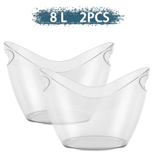 Ice Bucket Parties Wine Bucket Plastic Clear Acrylic For 8 Liter Plastic Tub Perfect for 5 Champagne, Wine or Beer Bottle...