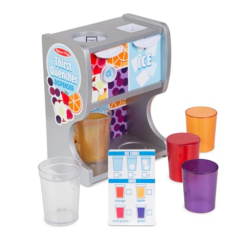 Melissa & Doug Thirst Quencher Wooden Drink Dispenser with Juice Inserts, Ice Cubes & Play Kitchen Accessories, Preschool ...