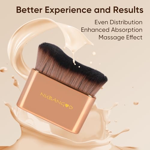 NUBANGOO Professional Kabuki Foundation Brush,Makeup Brush, Self Tanner Brush,Self Tanning brush,Foundation Makeup Brush Cream Powder Liquid,Face Neck Body Leg Tanning Makeup (Pink Gold)