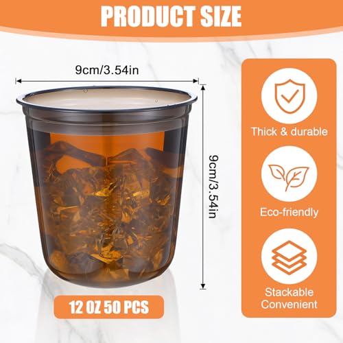 AojSup 50 Pcs Disposable Stemless Glasses 12 oz Crystal Plastic Wine Glasses Clear Classic Pet Cup for Meeting Weddings Bi...