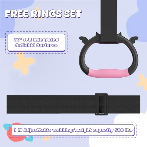 Safly Fun Foldable Gymnastics Bar for Kids, Adjustable 35"-51", Sturdy 145 lbs Capacity, Easy-to-Assemble, Gymnastics Equi...
